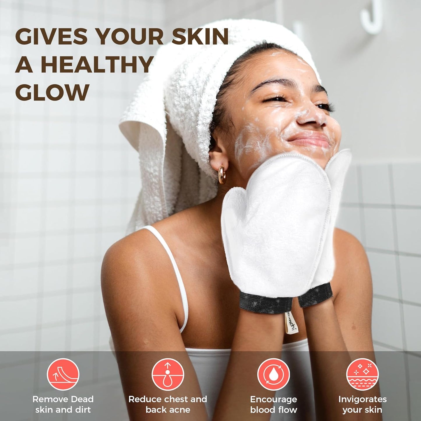 ZOMCHI 2 Pack Deep Exfoliating Glove with Dual Texture, Massage Body Scrub Gloves for Home Spa, Exfoliating Mitt for Dead Skin Removal (Deep + Soft)