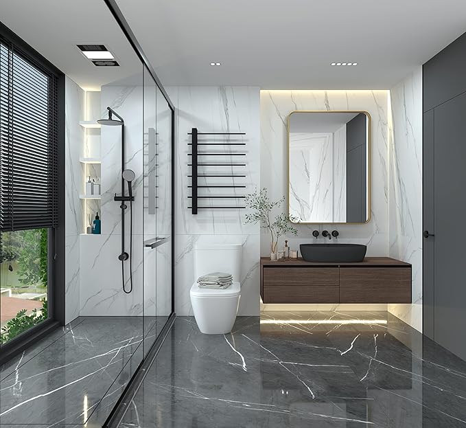 ANDY STAR Brass Mirror Bathroom, 22x30’’ Rounded Rectangle Mirror, Brushed Gold Bathroom Vanity Mirror Non-Rusting SUS304 Metal Tube Frame 1’’ Deep Wall-Mounted Mirrors Vertical/Horizontal