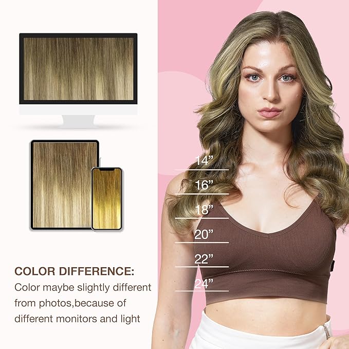GOO GOO Sew in Hair Extensions Real Human Hair, Weft Hair Extensions Human Hair, 3/8/613 Balayage Walnut Brown to Ash Brown and Bleach Blonde 14inch 80g, Weft Bundles Straight Silky Remy Hair