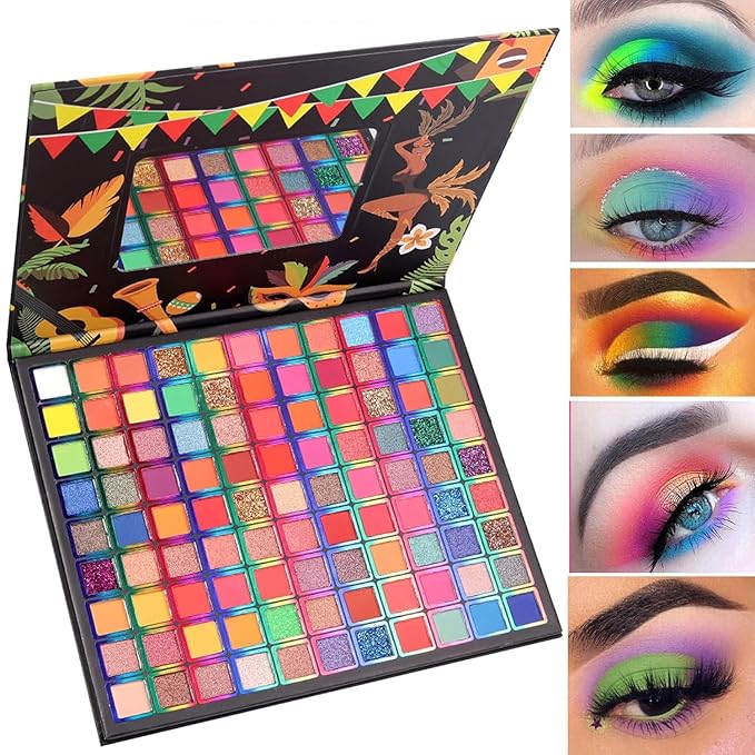 99 Colors Eyeshadow Palette, Rainbow Colors Makeup Eyeshadow Palette, Professional High Pigmented Matte Glitter Makeup Pallet, Waterproof Long Lasting Colorful Eye Shadow Powder