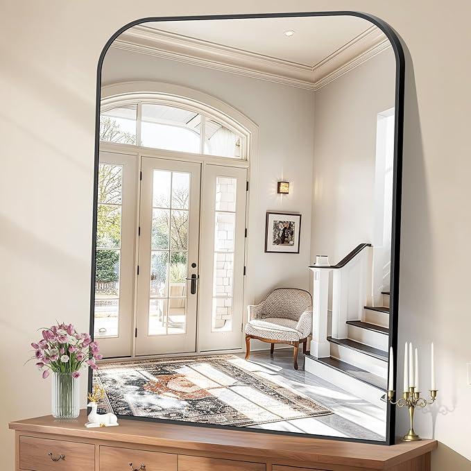 Bathroom Mirror, 36x48 inch Large Black Rectangle Wall Mounted Mirror with Thin Frame, Bathroom Vanity Mirrors for Over Sink, Entryway, Living Room, Bedroom