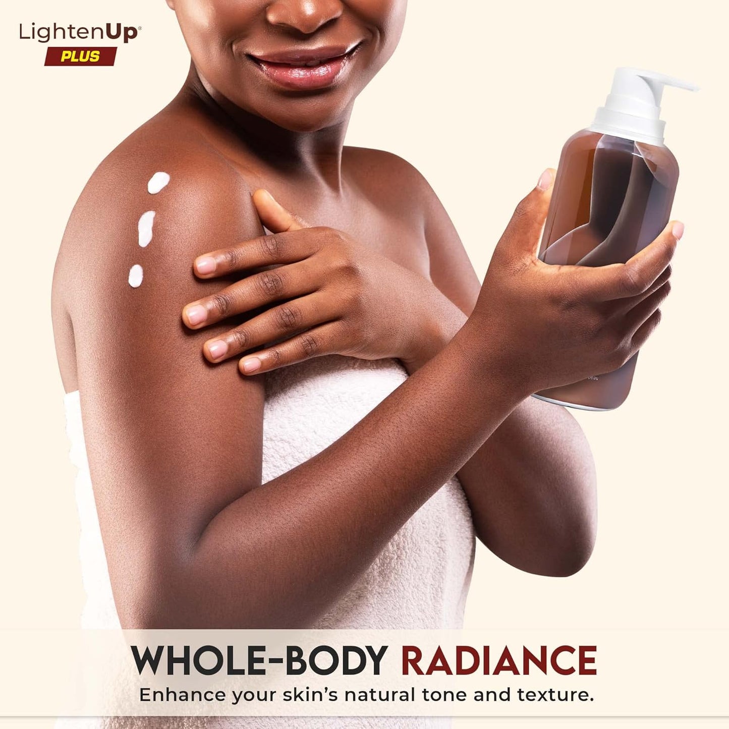 OMIC Lighten-Up Skin Brightening Lotion - 13.5 Fl oz / 400ml - Moisturizing, Hydrating Body Lotion for Body, Knees, Elbows, Hands, Underarms, with Jamaican Castor Oil and Shea Butter