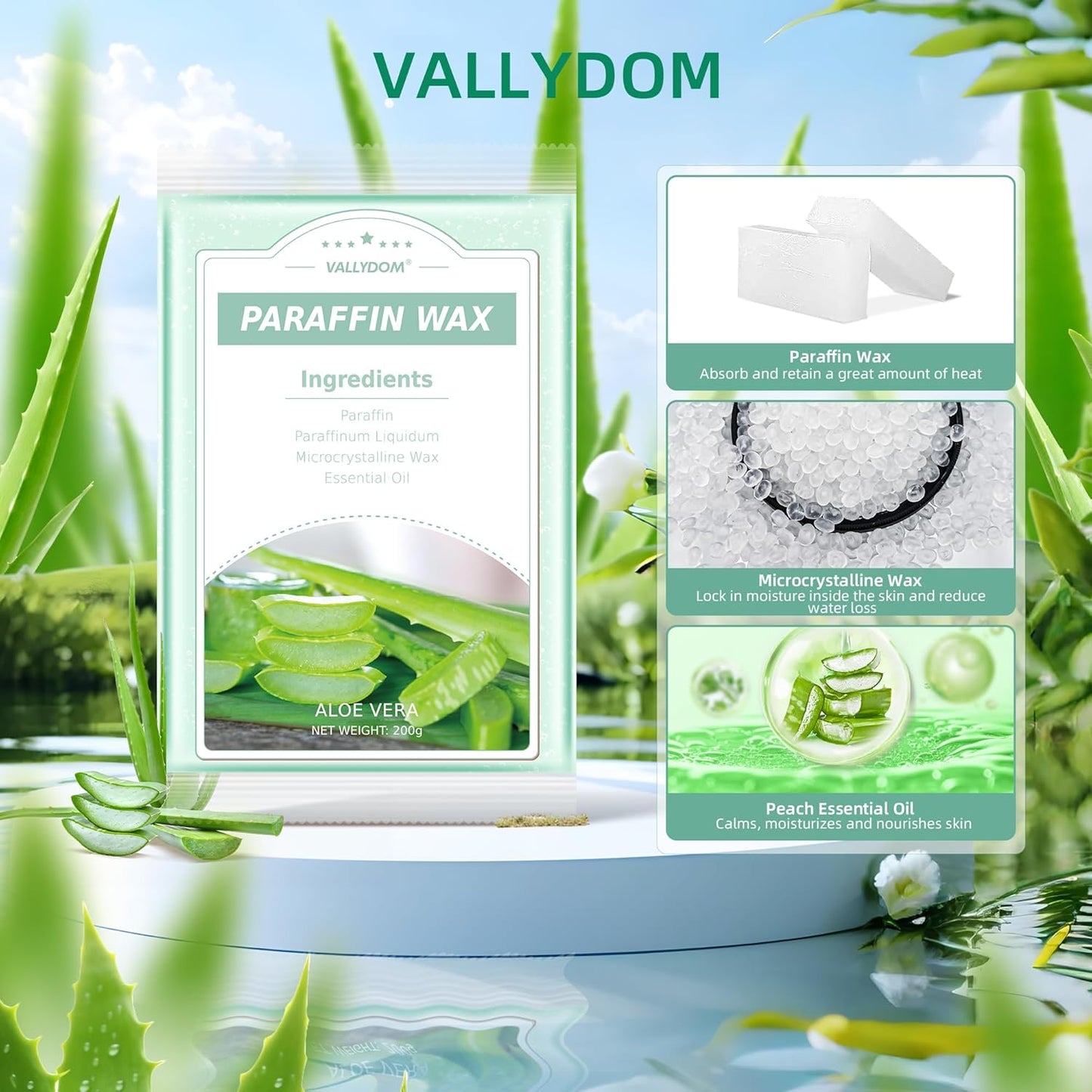 Paraffin Wax Refills, 10 Pack 200g Aloe Vera Scented Paraffin Wax Blocks for Paraffin Bath, Paraffin Wax Machine Refills for Hand Feet Dry Skin,Rrelieves muscle fatigue, Hydration and nourish