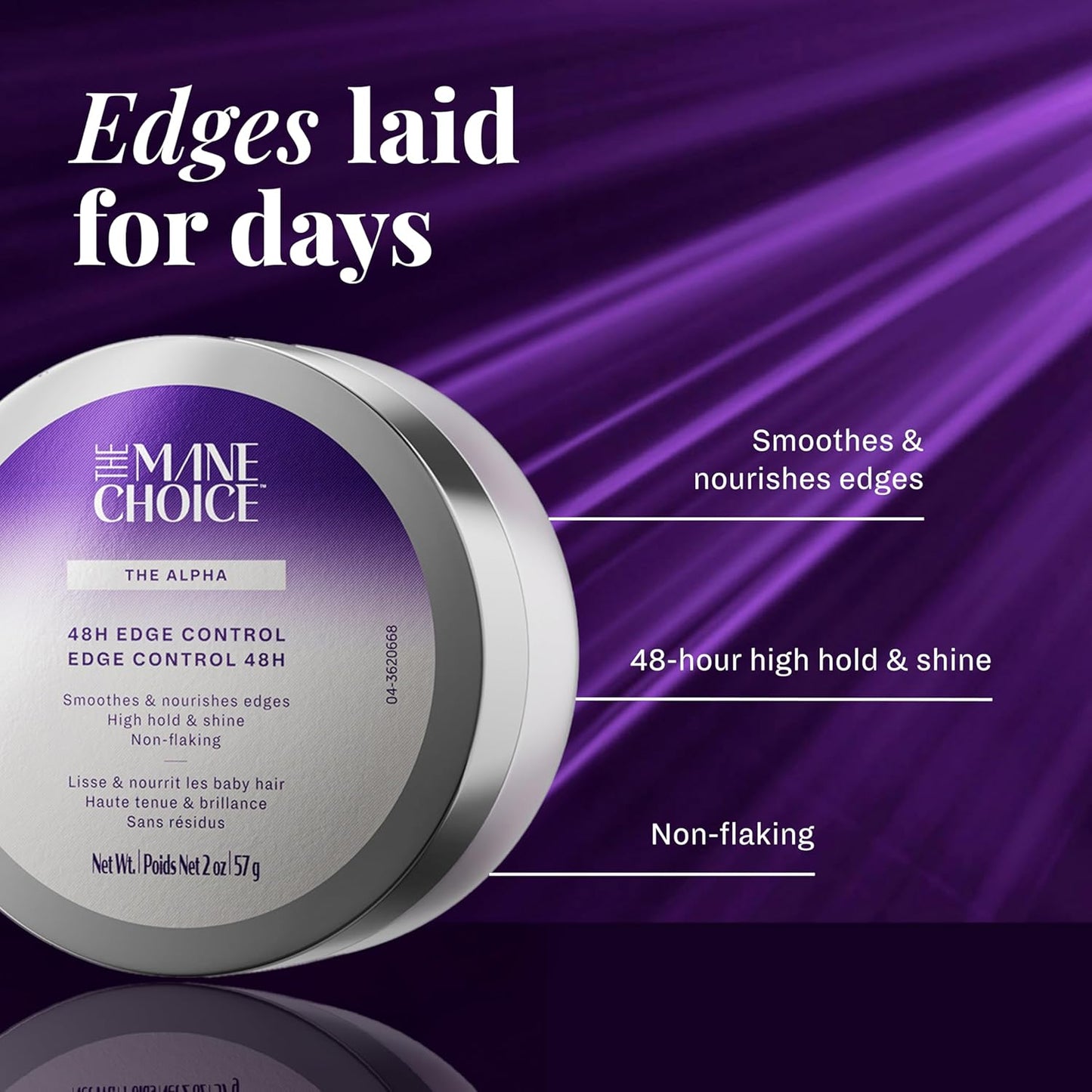 The Mane Choice The Alpha 48H Edge Control, 2 Oz, Smoothes & Nourishes Edges, Hair Gel for Coily, Wavy & Curly Hair, Infused with Pro-Vitamin B5, Aloe & Avocado Oil, Adds Brilliant Shine, Non-Flaking