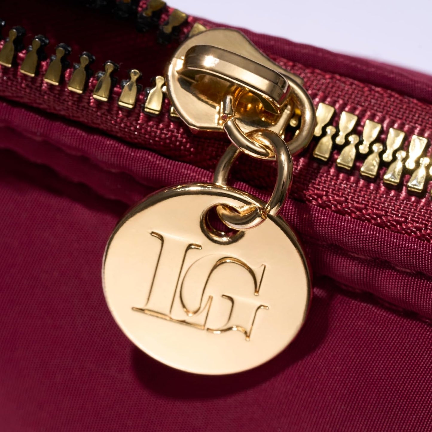 LAURA GELLER NEW YORK Quilted Makeup Bag with Brush Case, Burgundy - Toiletry Bag Organizer for Travel - Large Capacity Full Size Makeup Bag - Easy to Clean