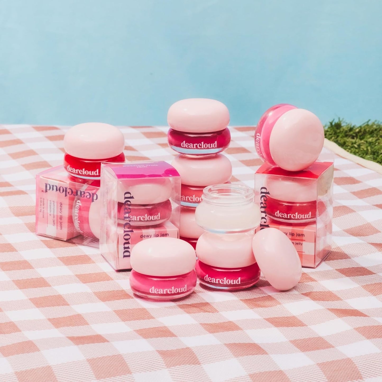 dearcloud Dewy Lip Jam – Hydrating Lip Balm & Gloss with Vitamin E, Korean Skincare (Pink Lychee)
