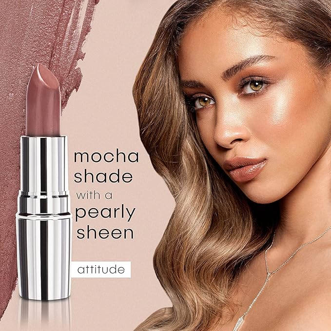nude envie Mocha Lipstick - Certified Vegan Lipstick Paraben Cruelty, Paraben Free - Enriched with Vitamin E and Jojoba Oil (Attitude)