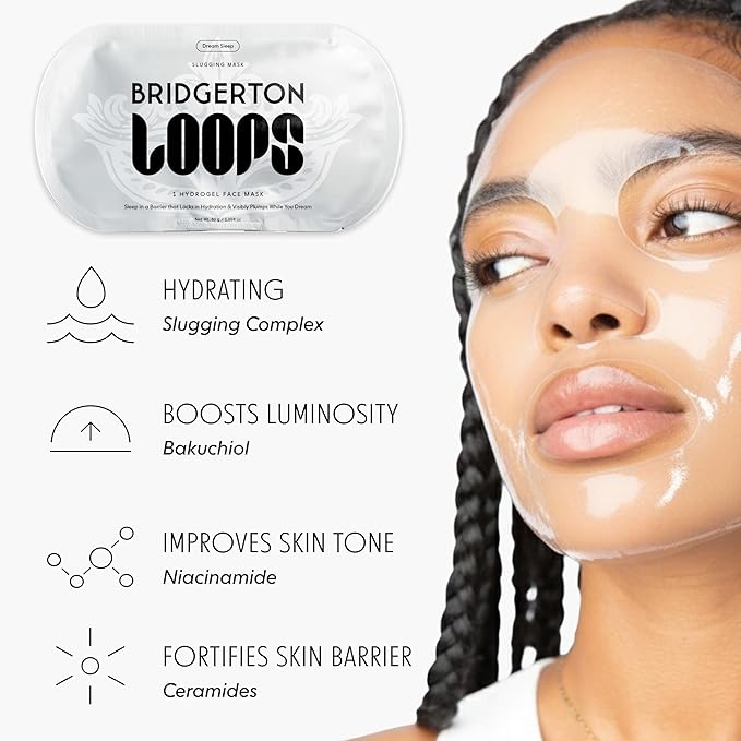 LOOPS Beauty Bridgerton™ NETFLIX Enduring Romance Set -The Best Hydrogel Face Masks for Every Skin Moment Face Mask - 2 Hydrating Masks - Dream Slleep and Double Take - All Skin Types, 2pc