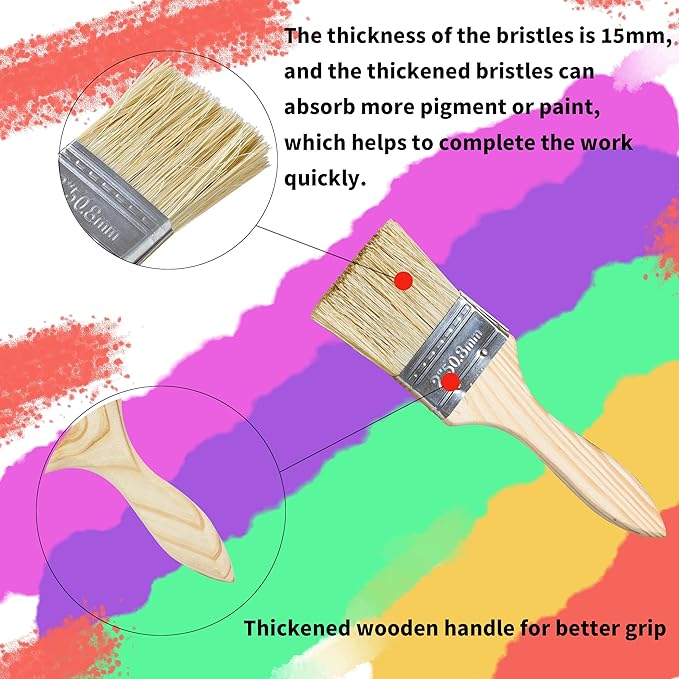 Paint Brushes for Wall 110 Pcs 2 inch Chip Paint Brushes Bulk Household Bristle Chip Brush for Art Crafts Glue Varnish Oil Stain (2 Inch)