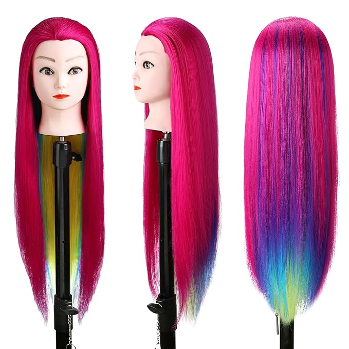 Mannequin Head with Hair, Beauty star 29" Cosmetology Doll Head for Hair Styling to Practice on, Hairdressing Training Braiding Heads with Clamp Stand Holder Kit