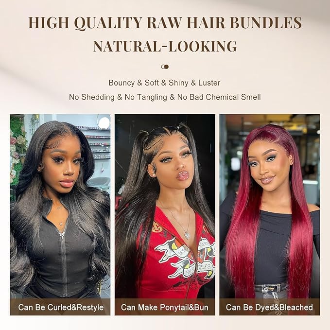 Straight Bundles Human Hair 24 26 28 Inch 12A Brazilian 3 Bundles Deals Human Hair 100% Unprocessed Virgin Remy Hair for Black Women Natural Black Color Hair Extensions