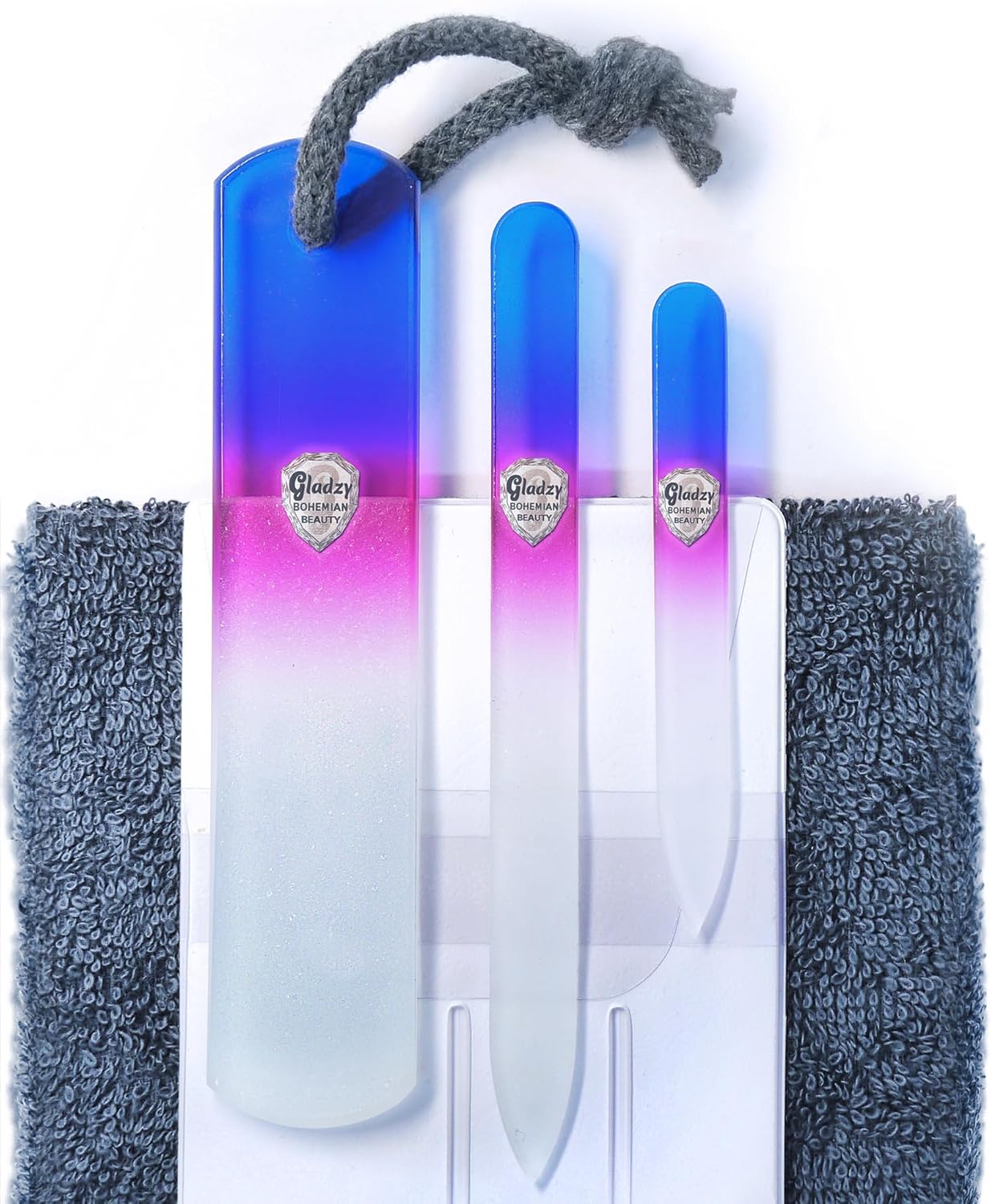 GLADZY Genuine Czech Glass Nail File Set - Callus Remover Foot Rasp, Double Sided Different Grit Surface, Professional Manicure and Pedicure Tools for Natural Nails, Nail Shaper, Ethically Made in EU