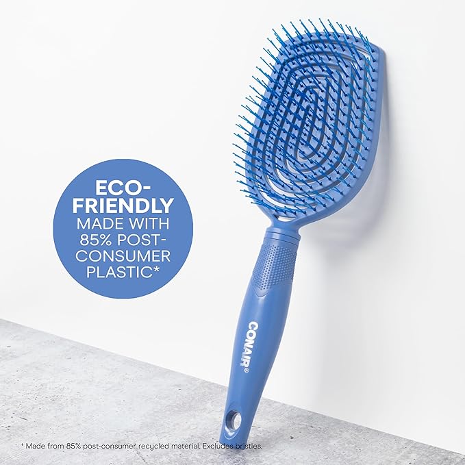 Conair Scalp Care Detangling hairbrush - Curly Hair Brush - Scalp Massager - hairbrushes for women & men - detangler for all lengths and types - can use wet or dry - Blue Aura