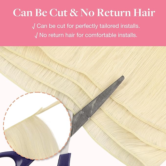 GOO GOO Genius Weft Hair Extensions Human Hair, Sew In Hair Extensions Rooted Remy Weft, 60A Platinum Blonde 22inch 60g, Hand Tied Weft Hair Extensions