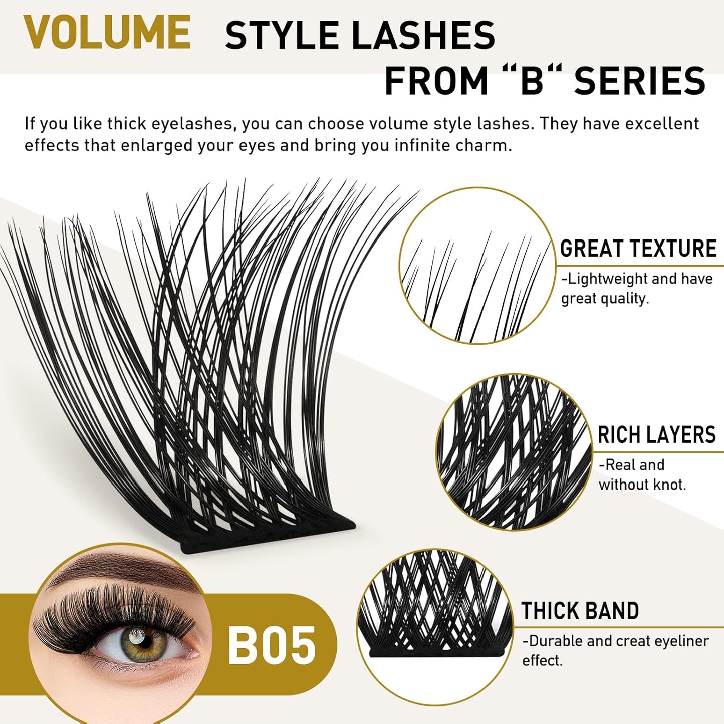 B&Qaugen B05 Fluffy Lashes Clusters Eyelash Extensions Individual Lash Wispy D Curl 72 Clusters False Lashes DIY at Home (B05-14mm)