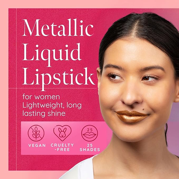 Aromi Gold Digger Metallic Liquid Lipstick, Bronze Yellow Lip Color with Shimmery Finish, Long-lasting Makeup, Handmade (Gold Digger)