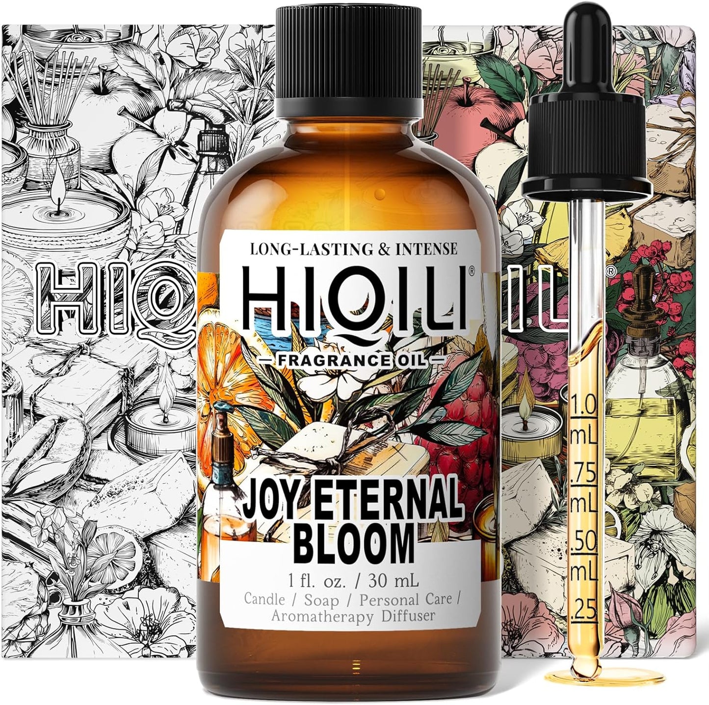 HIQILI Joy Eternal Bloom Fragrance Oil for Aromatherapy Diffuser, Candle & Soap Making, Long-Lasting Scents for Air Freshener - 1 Fl Oz