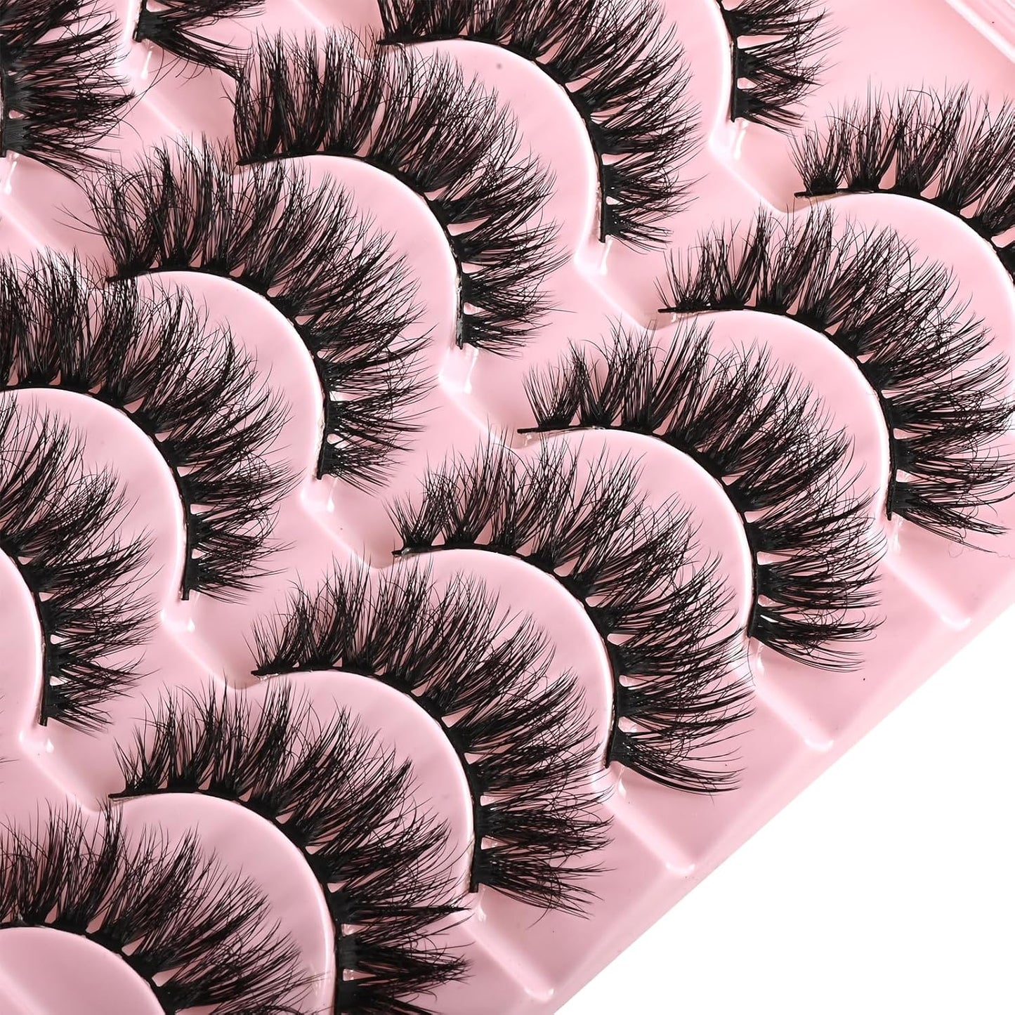 FARRED Wispy Lashes Hybrid Mink Eyelashes 14 Pairs Short Cat Eye Natural Fluffy False Eyelashes Faux Mink Strip Eye Lashes Pack for Daily Makeup (F18 | 8-14 mm)
