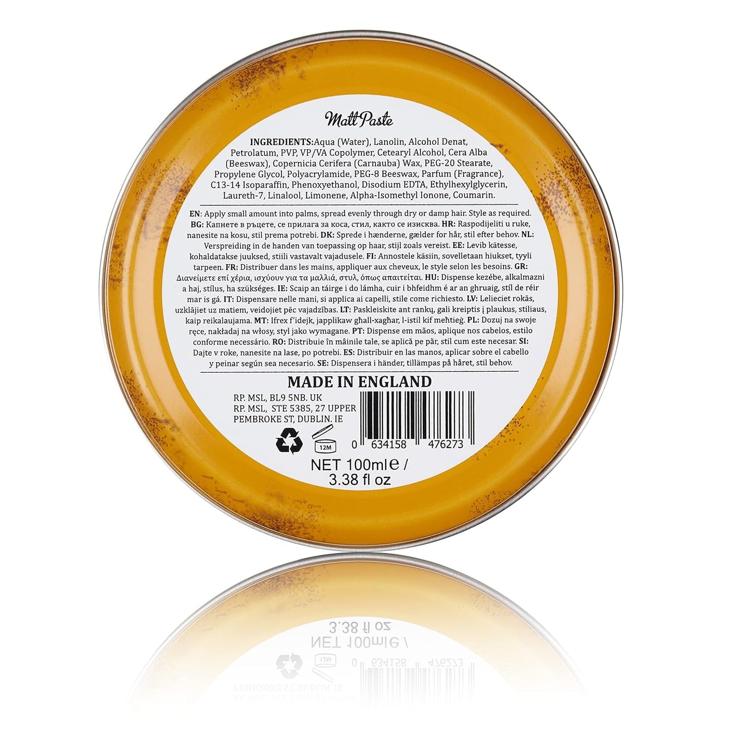 Dapper Dan Matt Paste, High Hold Low Shine Hair Paste for Men, Adds Texture with Flexible Hold for All Styles, Vintage Cologne Fragrance, 1 x 100ml