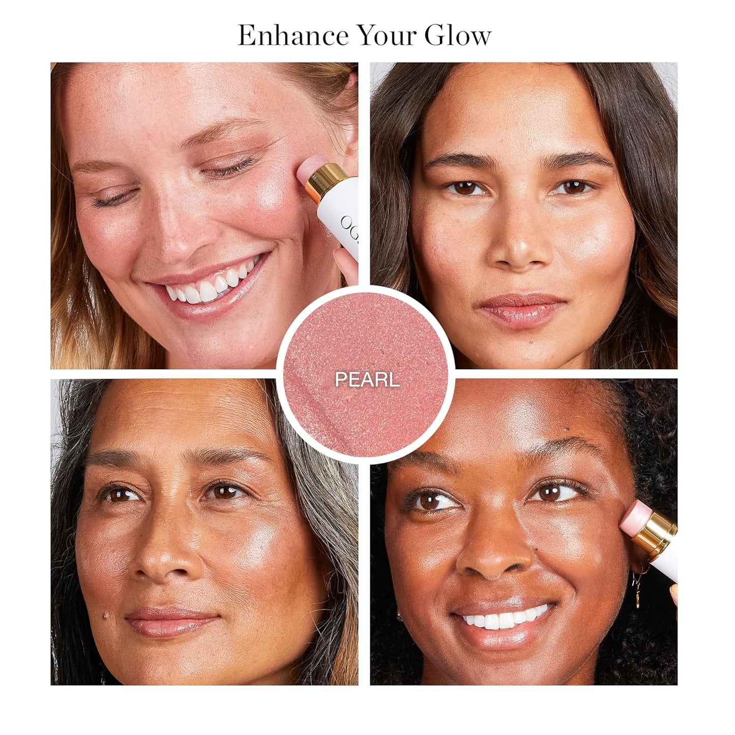 Ogee Sculpted Face Stick (PEARL - PEARLESCENT PEONY SHIMMER) Certified Organic Highlighter Makeup - Multi-Use Glow Highlighter Stick